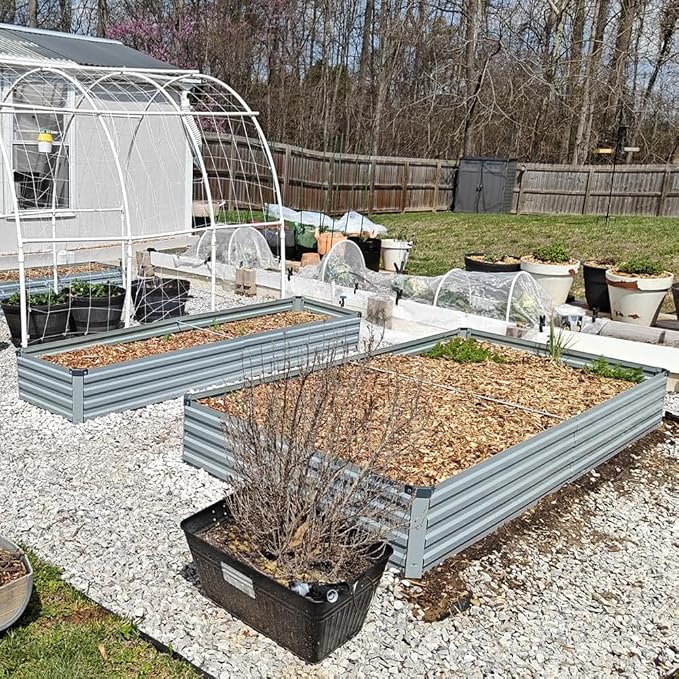 Foxlang 8x4x1ft(2 PCS) Galvanized Raised Garden Bed,Outdoor Planter Box Metal Patio Kit Planting Bed for Vegetables Flowers Herb,Gray