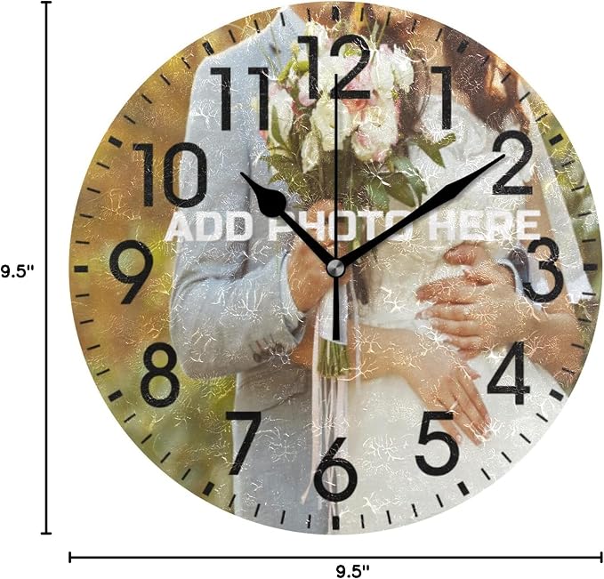 ALAZA Home DIY 9.84 inch Round Acrylic Wall Clock Non Ticking Silent Clock Art for Living Room Kitchen Bedroom(Black Pointer)