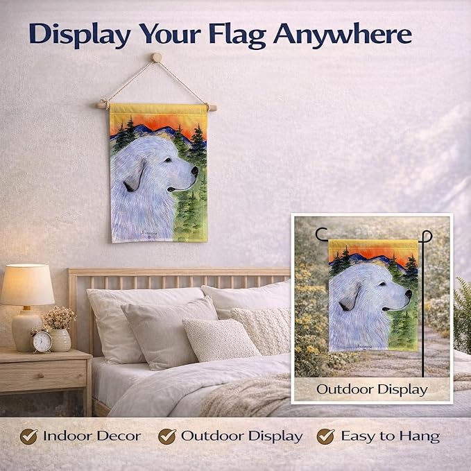 Caroline's Treasures SS8236GF Great Pyrenees Garden Flag Mailbox Flag Decorative Yard Flag Banner Outside Patio Artwork Yard Flower Beds, Garden Size, Multicolor