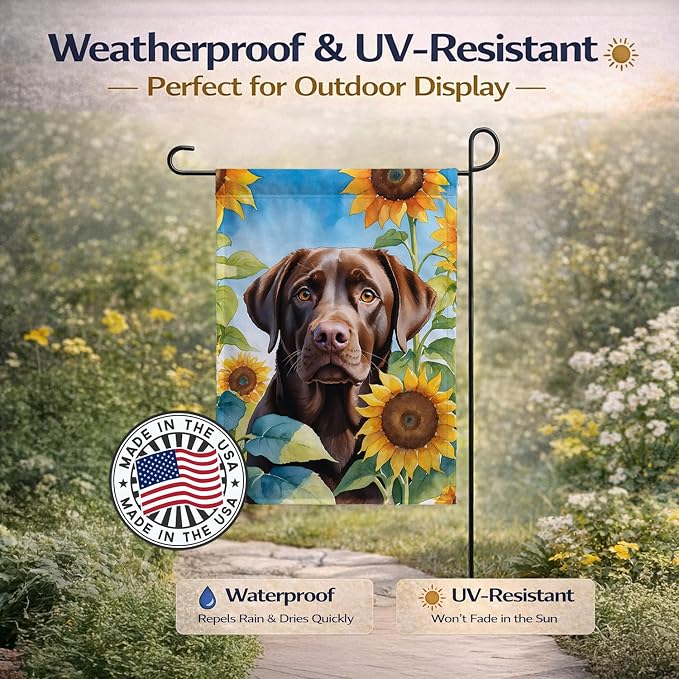 Caroline's Treasures DAC6110GF Labrador Retriever in Sunflowers Garden Flag Mailbox Flag Decorative Yard Flag Banner Outside Patio Artwork Yard Flower Beds, Garden Size, Multicolor