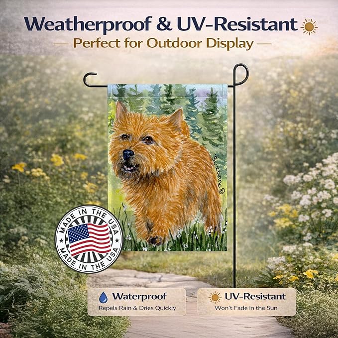 Caroline's Treasures SS8878GF Norwich Terrier Garden Flag Mailbox Flag Decorative Yard Flag Banner Outside Patio Artwork Yard Flower Beds, Garden Size, Multicolor