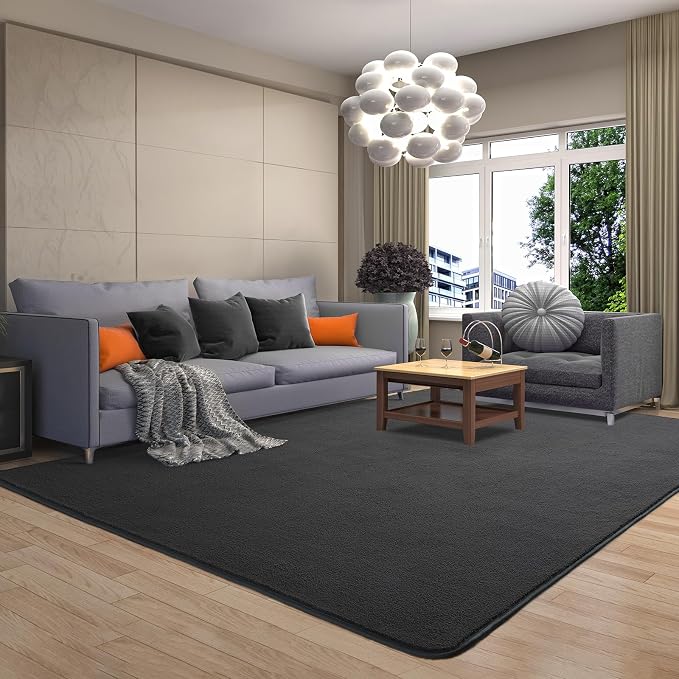 AROGAN 6x9 Area Rugs for Living Room Non Slip Dorm Bedroom Rug, Dark Grey | Modern Area Rugs with Soft Memory Foam, Minimalist Washable Indoor Floor Carpet for Dining Room Office Kids Playroom Decor