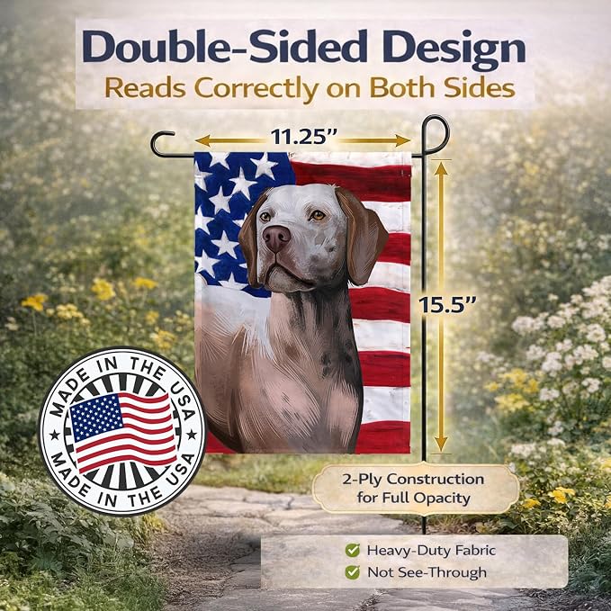 Caroline's Treasures CK6458GF Braque du Bourbonnais American Flag Garden Flag Mailbox Flag Decorative Yard Flag Banner Outside Patio Artwork Yard Flower Beds, Garden Size, Multicolor