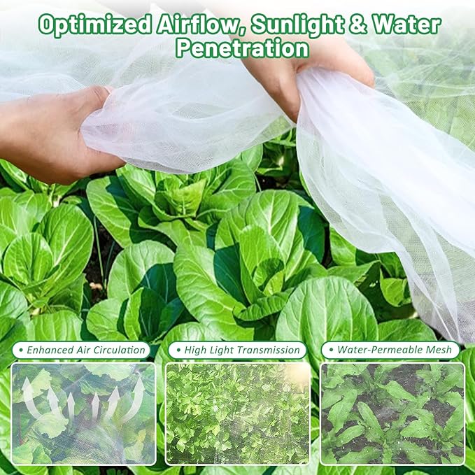 2 Pack Garden Netting for Raised Beds, 6x3FT Raised Bed Cover for Garden Protection, Ultra Fine Mesh Bird Netting Pest Barrier Screen with Drawstring for Protecting Vegetables Fruits Flowers