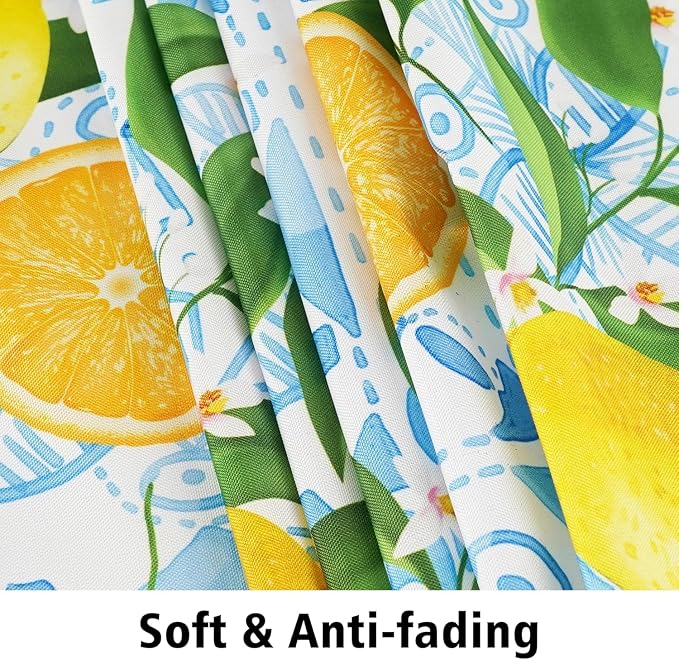 Outdoor Tablecloth with Umbrella Hole and Zipper, Oval Patio Table Covers for Spring/Summer, Machine Washable Outdoor Picnic Table Cloth (Lemon, 60" × 102" Oval)
