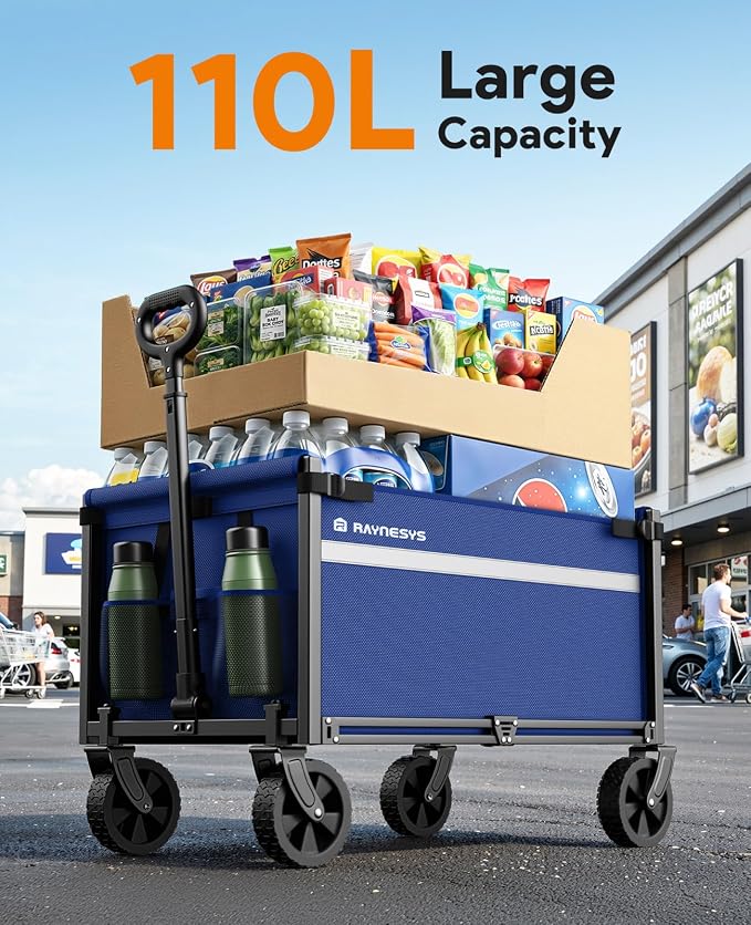 Wagons Carts Foldable, Collapsible Wagon Cart Foldable, 220LBS Heavy Duty Folding Wagon Carts with Wheels, Portable Utility Cart for Grocery Sports Garden Shopping Camping, Blue