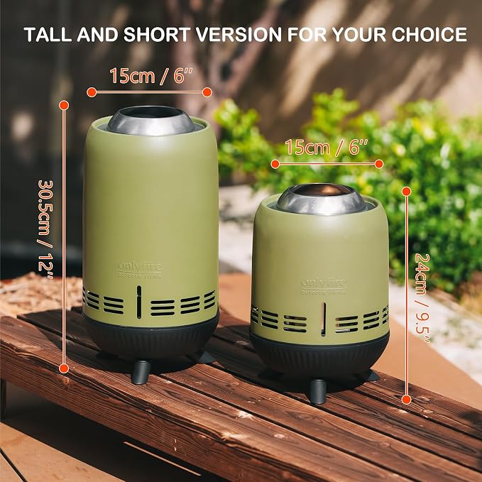 Tabletop Fire Pit Burning Woods/Pellets, Portable Small Fireplace with Storage Bag for Camping Tailgating RV Patio Backyard, Smokeless Camping Stove 9.5", FP055 Green