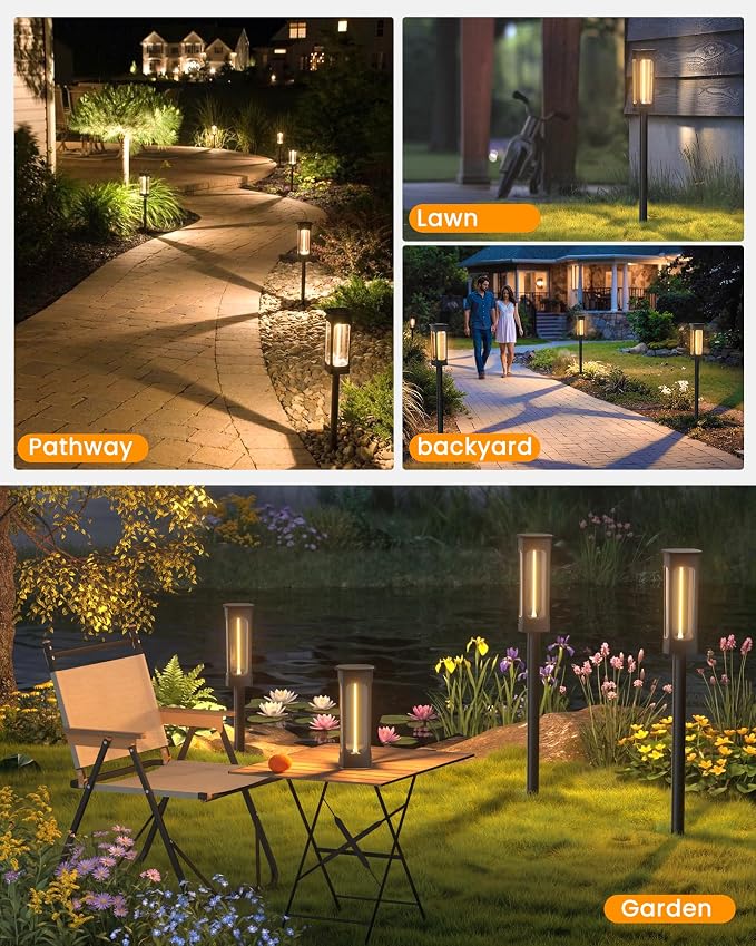 VOLISUN Solar Pathway Lights,8 Pack LED Solar Lights Outdoor Waterproof, Landscape Lighting,Warm Color Solar Path Lights,Landscape Lights,Solar Garden Lights for Yard Lawn Driveway Walkway