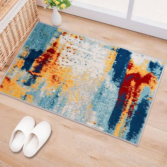 Rugshop Abstract Fade-Resistant Living Room Bedroom Area Rug Multi 2' x 3' | Doormat, Rectangular, Size 2' x 3', Dining Room, Home Office, Kitchen, Entryway, Hallway, Nursery, Kids Room, Guest Room