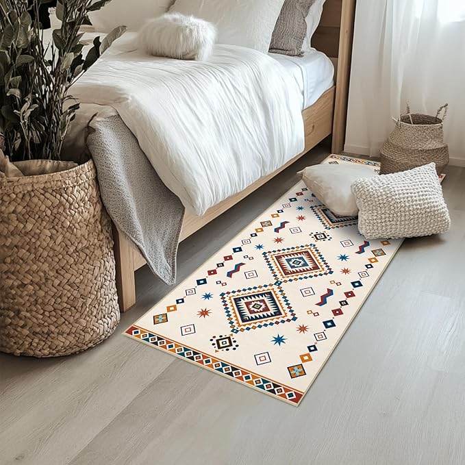 Moroccan Runner Rug 2x6 for Hallway Boho Geometric Western Tribal Rug Soft Southwestern Washable Rugs Non Slip Low Pile Carpet for Kitchen Entryway Laundry Room Bedroom
