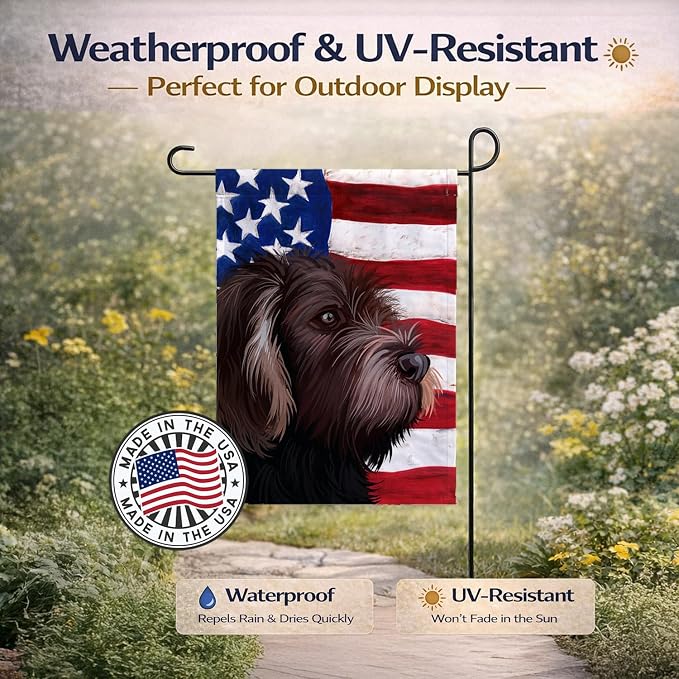 Caroline's Treasures CK6535GF German Roughhaired Pointer American Flag Garden Flag Mailbox Flag Decorative Yard Flag Banner Outside Patio Artwork Yard Flower Beds, Garden Size, Multicolor