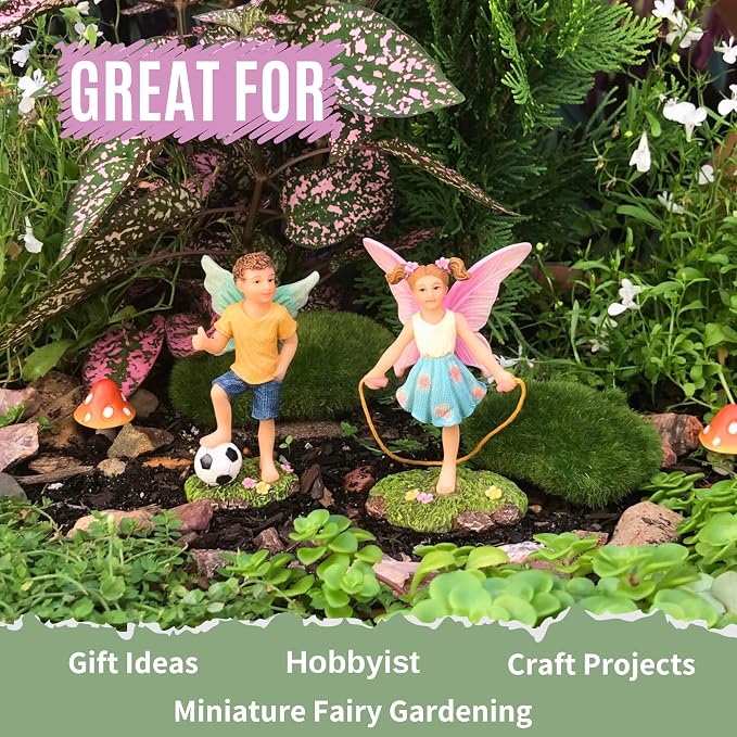 PRETMANNS Fairies for Fairy Garden - Fairy Figurines – Cute Accessories for Indoor or Outdoor Miniature Garden – 2-Piece Set