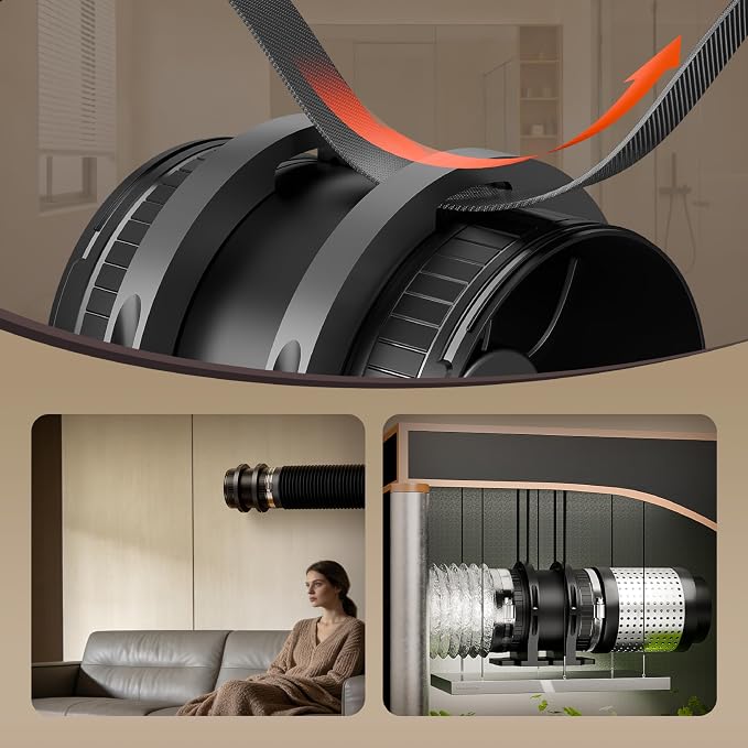 4 Inch Inline Duct Fan Kit with Speed Controller,183CFM Copper DC Motor | Stepless Speed Control,183CFM Powerful Airflow,24dB Low Noise,Durable ABS Material,Easy Installation in Grow Tents Basements