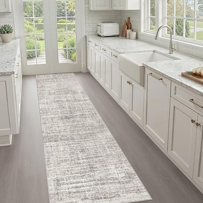 LOONGRUG Runner Rug 3x10 Machine Washable Non-Slip Neutral Rug Brown Gray | Abstract Soft Stain Resistant Indoor Accent Throw Carpet for Hallway Kitchen Bathroom Laundry Room Bedroom