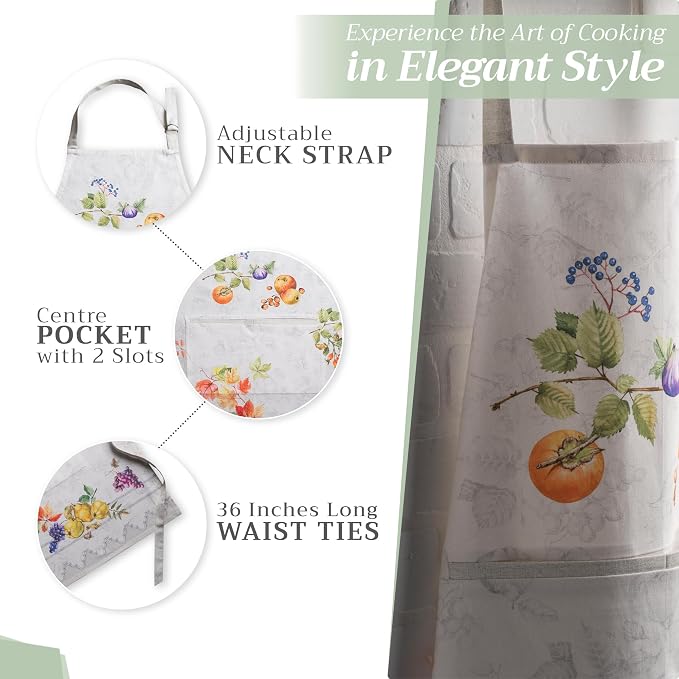 Maison d' Hermine Aprons for women with Pocket 100% Cotton (27.50"x31.50") | Adjustable Neck Strap & long ties Apron Men Chef Wedding Cooking Gardening Server Maid