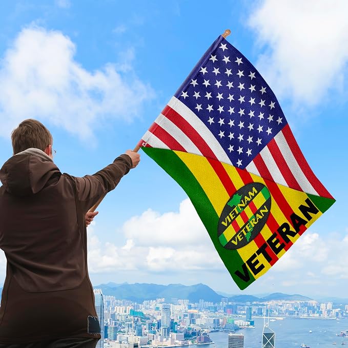 FLAGWIX Vietnam Veteran American Flag – USA Premium Polyester House Flag 30x40 – 4th of July, Veterans Day, Memorial Day, Independence Day Decorations for Home – Decorative Indoor Outdoor Flag