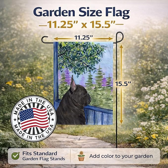 Caroline's Treasures SS8675GF French Bulldog Garden Flag Mailbox Flag Decorative Yard Flag Banner Outside Patio Artwork Yard Flower Beds, Garden Size, Multicolor