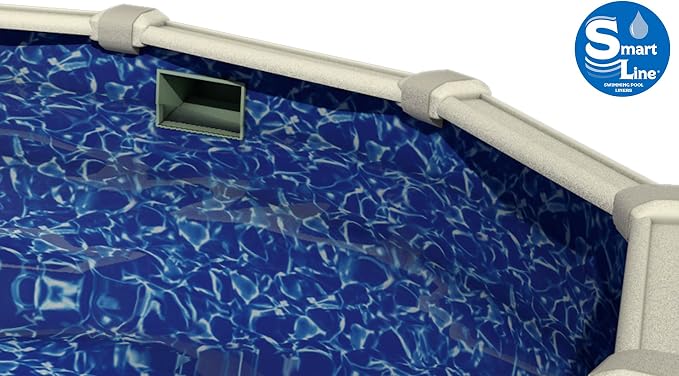 Lake Effect Pools 'Fallston' 24' Foot Round Above Ground Swimming Pool | 52" Inch Height | Sunlight Overlap Liner and Widemouth Skimmer Bundle | Resin Protected Steel Sided Walls