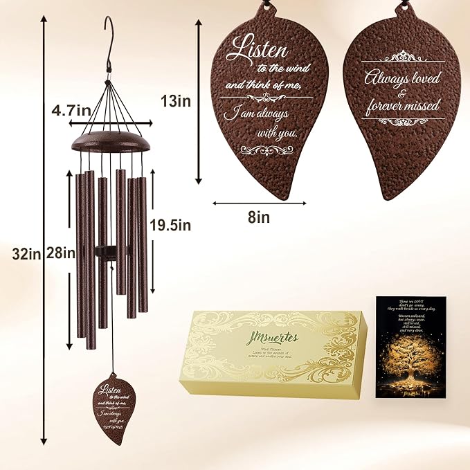 Memorial Wind Chimes for Outside, Sympathy Gift for Loss of Loved One Mom Dad, Ideal for Funeral, Bereavement Condolence Remembrance Gifts