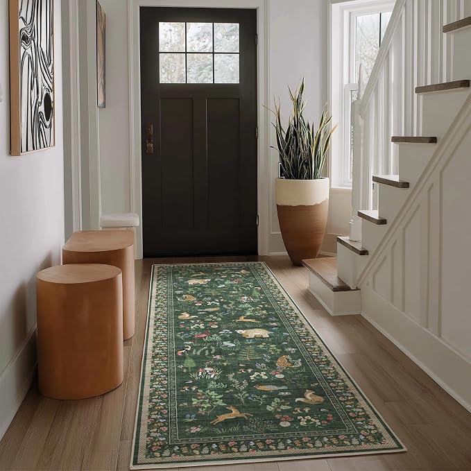 Washable Kitchen Rug Runners for Hallways: 2'x6' Bedroom Runner Rug Non Slip Low-Pile Stain Resistant Carpet Runner for Indoor Entryway Hallways Kitchen Laundry Room Beside Farmhouse