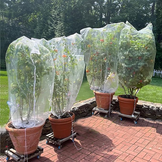 Drawstring Blueberry Netting for Bushes - 2 Pack 4.92×3.94Ft - Easy Install Reusable Garden Netting, Protective Mesh for Fruit Trees & Tomato Plants, Blocks Birds, Squirrels & Insects