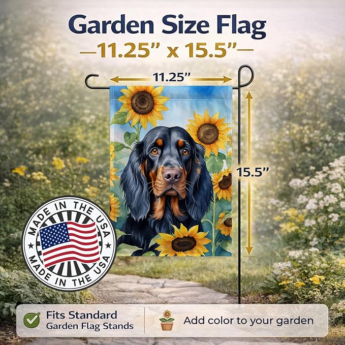Caroline's Treasures DAC6090GF Gordon Setter in Sunflowers Garden Flag Mailbox Flag Decorative Yard Flag Banner Outside Patio Artwork Yard Flower Beds, Garden Size, Multicolor
