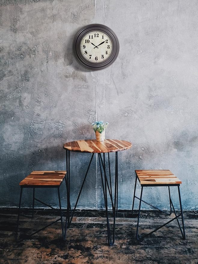 45MinST 20 Inches Retro Round Large Wall Clocks, Silent Non Ticking Battery Operated Movement Easy to Read Wall Clock with Arabic Numerals