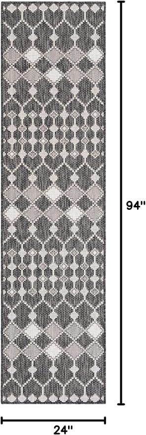 Unique Loom Outdoor Trellis Collection Area Rug - Traliccio (2' x 7' 10" Runner, Charcoal/ Ivory)