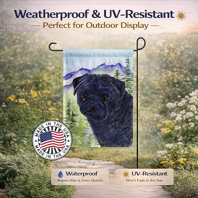Caroline's Treasures SS8420GF Pug Garden Flag Mailbox Flag Decorative Yard Flag Banner Outside Patio Artwork Yard Flower Beds, Garden Size, Multicolor