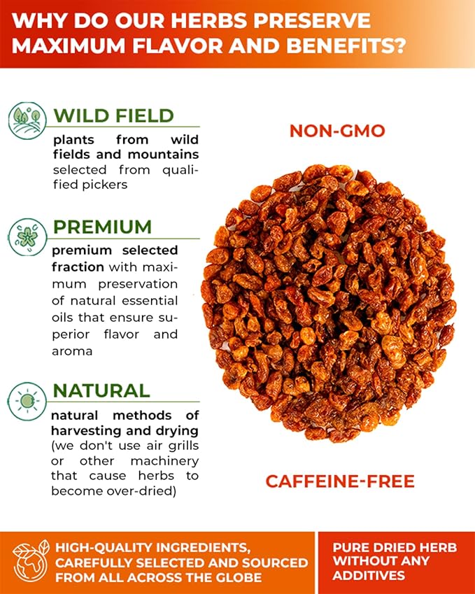 4 oz. Sea Buckthorn Berry Herbal Tea (Hippophae rhamnoides) – 113g Dried Sea Buckthorn Berries Té de Espino Amarillo