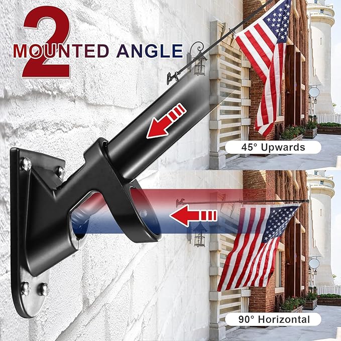 Flag Pole Kit with 3x5 US Flag - Includes 5ft Heavy Duty Tangle Free Flagpole,Weather Resistant 3x5 Embroidered American Flag,Aluminum Holder Bracket,for Outside House,Porch,Outdoor