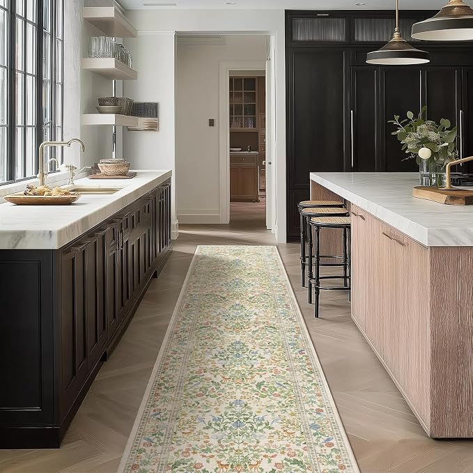Washable Runners for Hallways Kitchen Rug: 2'x10' Runner Rugs Stain Resistant Non Slip Low Pile Soft Indoor Carpet Runner Rugs for Entryway Hallway Bedroom Kitchen Beside Bathroom Laundry Room