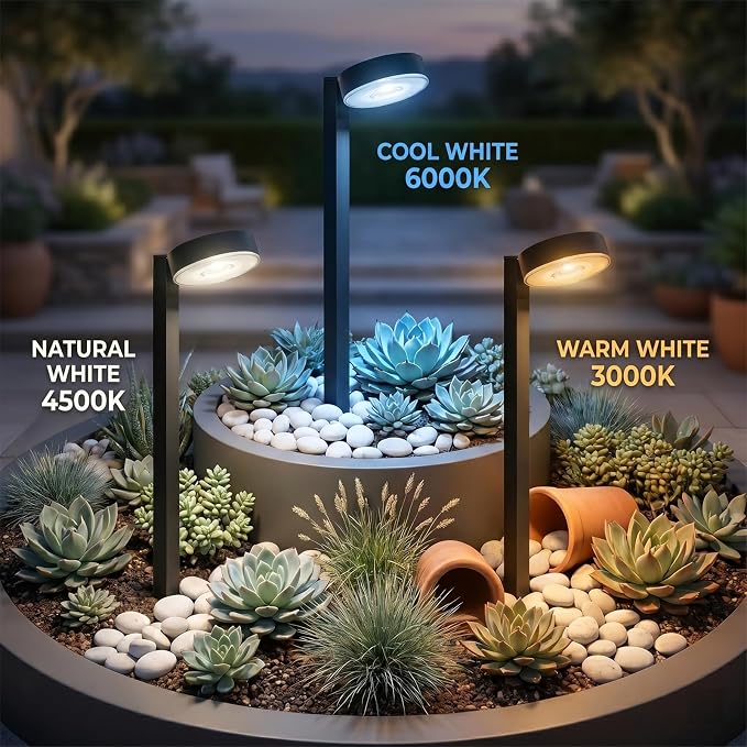 Upgraded Solar Pathway Lights Outdoor Waterproof 2 Pack 3 Color Temperature Solar Garden Lights (Warm /Neutral /Cool White), Enhanced Brightness LED Landscape Lighting for Yard, Lawn, Walkway.