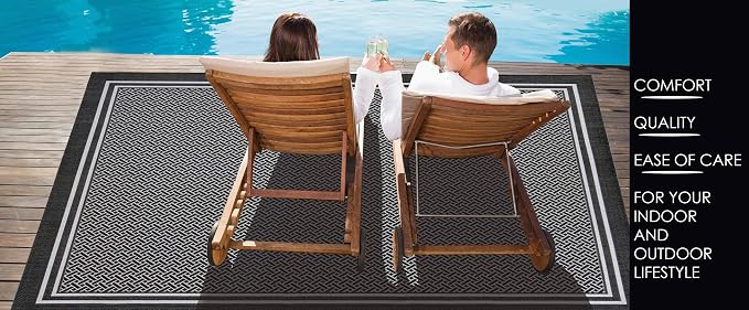 Gertmenian Indoor Outdoor Classic Flatweave Area Rug, Stain & UV Resistant Carpet, Deck, Patio, Poolside & Mudroom, 9x13 Ft Extra Large, Simple Border, Red Tan, 22014