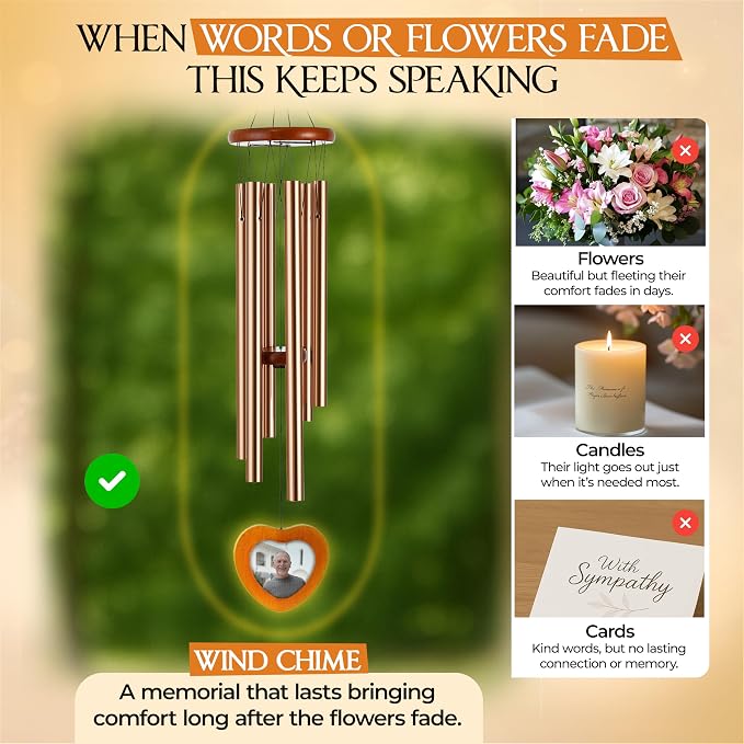 32 Inch Memorial Wind Chimes Outdoor, Wind Chimes for Loss of Loved One, Memorial Gifts for Loss of Mom, Sympathy Gifts for Mother, Father, Brother, Sister