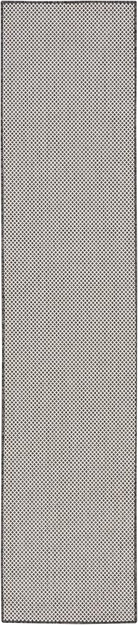 Nourison Home Courtyard Ivory Charcoal 2'2" x 8' Area Rug - Easy Clean, Non Shedding, Bed Room, Living Room, Dining Room, Kitchen (8' Runner)