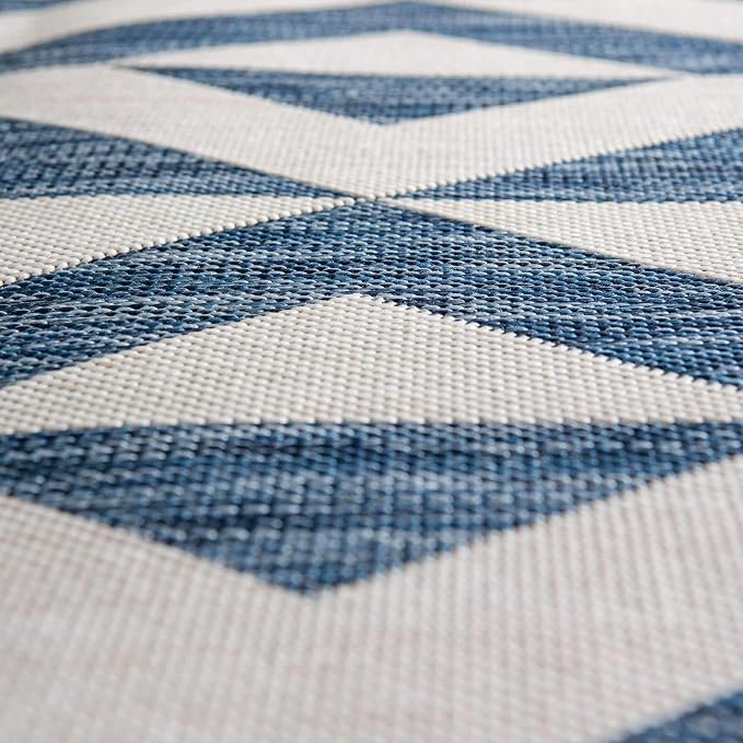 Unique Loom Jill Zarin Outdoor Collection Area Rug - Napa (4' 1" Round, Blue/ Ivory)
