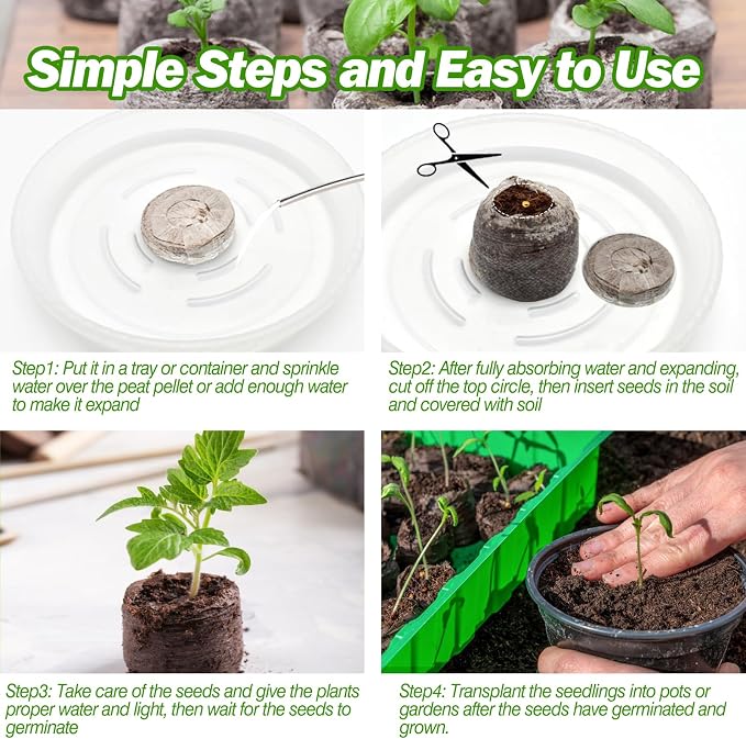 ZeeDix 200 Pcs 36mm Peat Pellets for Seed Starting, Compressed Seed Starter Soil Pods for Vegetables, Herbs & Flowers - Indoor Outdoor Gardening, Ready for Transplanting