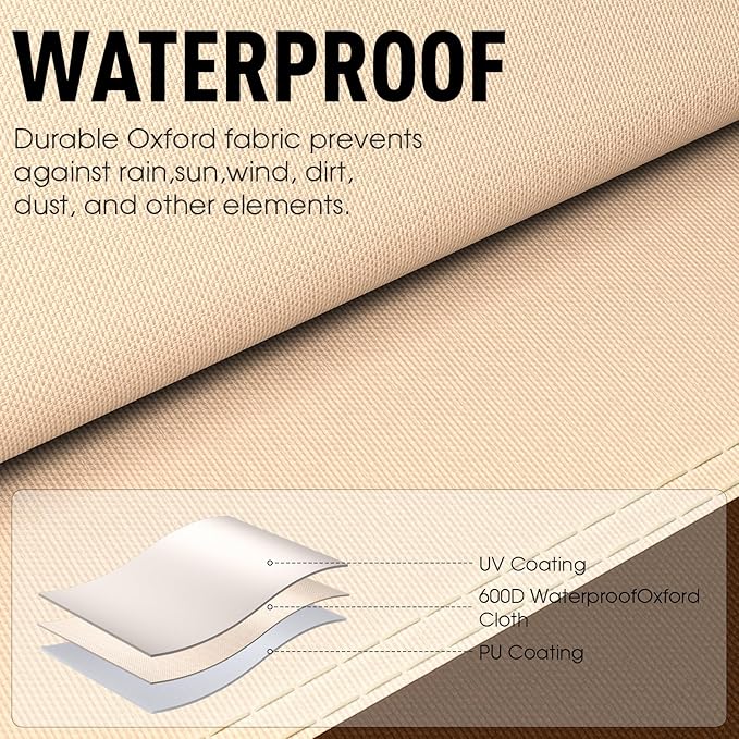 Patio Furniture Covers, Outdoor Furniture Cover Waterproof, General Purpose, Outside Table and Chair Covers, Heavy Duty 600D (108 Inch L x 82 Inch W x 27.9 Inch H)-Brown