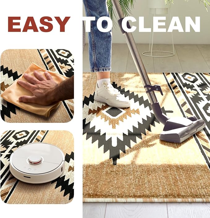 YHSF Southwestern Area Rug - Anti Static & Washable - Berber, 2 ft x 7 ft | Soft Native American Tribal Floor Rugs for Living Room, Bedroom, Hallways, and More - Easy-to-Clean Home Decors
