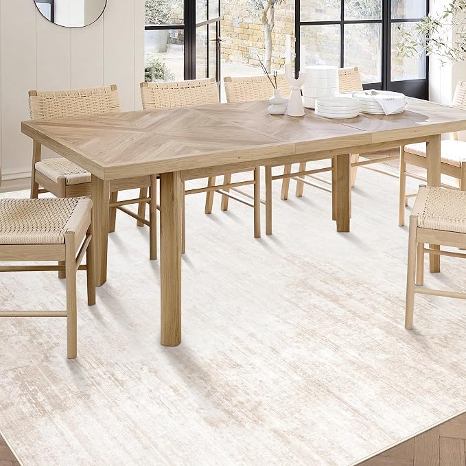 Area Rugs 5x7 Living Room: Washable Rug Modern Abstract Large Rug Soft Non Slip Neutral Rugs Stain Resistant Indoor Carpet for Bedroom Kitchen Dining Room Table Nursery Home Office Rugs(Beige,5'x7')