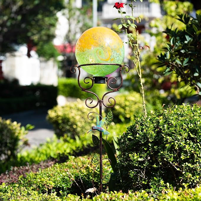Metal Gazing Ball Stand for 10-12 Inch,39.4" Hummingbird Stand | for Glass Sphere Display Outdoor Garden Yard Art Decor