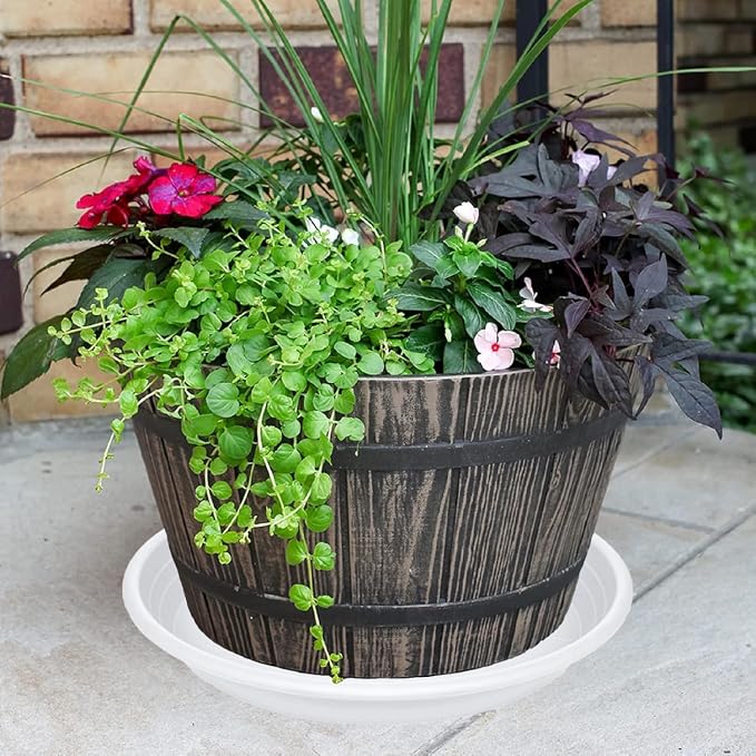 4 Pack of 16 inch Plant Saucer, Large Plant Tray, Heavy Sturdy Plant Drainage Tray for Indoors, Bird Bath Bowls, Sturdy 18 inch Plastic Pot Tray for Planter (White)
