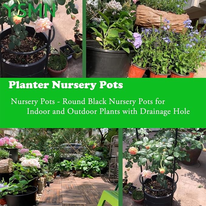 Nursery Pots with Drainage Holes Pack of 5 Pcs 15 Gallon and Plant Label Flexible Seedling Pots Seed Starting Planter for Indoor Outdoor Flowers Succulents Cactus