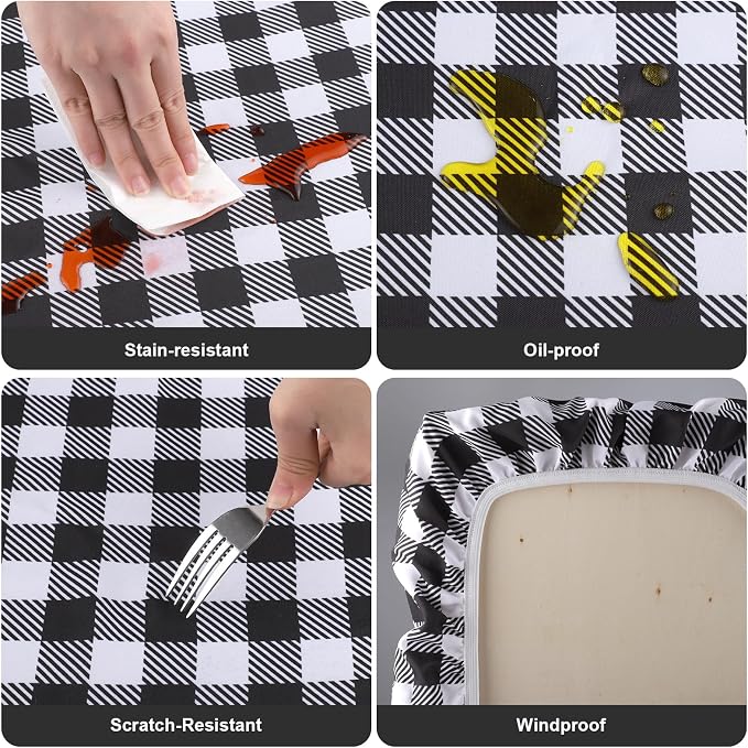 Dntorx Picnic Table Cover with Bench Covers and Bag 72in, Black | Waterproof, Windproof, Elastic Edges Fitted Rectangle, Camping Tablecloth, RV Gear Campers Must Have