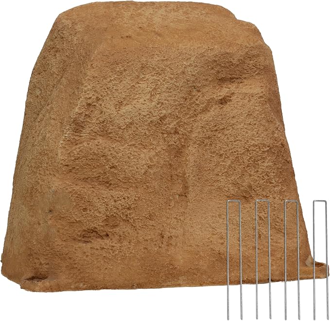 Sunnydaze 11” H Small Faux Landscape Rock Cover - Lightweight Polyresin Fake Rock Well Pump Cover for Outside – Realistic Natural Texture – Sand