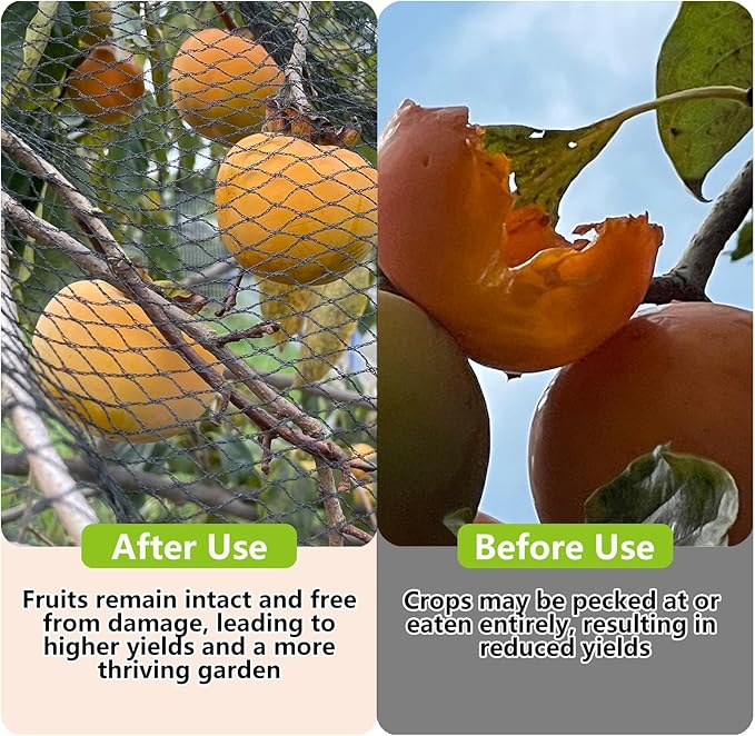 7.5x100ft Bird Netting, 1/2 inch Mesh, Heavy Duty Garden Netting for Fruit Trees, Blueberry Bushes, Vegetables, Extra Strong Woven Mesh Against Birds, Deer, Squirrels, Poultry and Other Animals