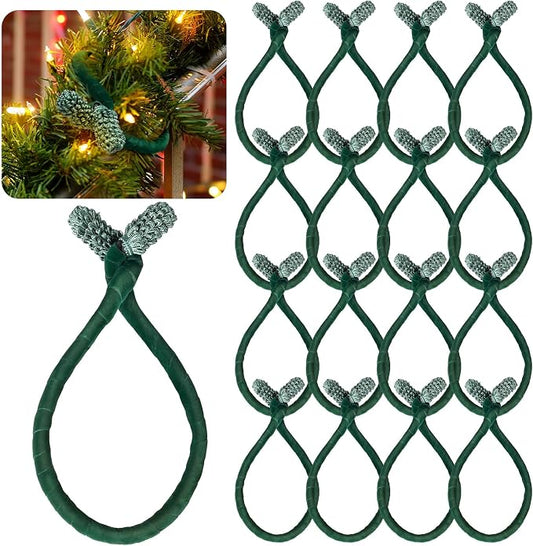 Jutom 16 Pcs 20 Inches Christmas Velvet Garland Ties Decorative Banister Twist Ties Reusable and Flexible for Xmas Light Banisters Home Stairways Railings Decoration