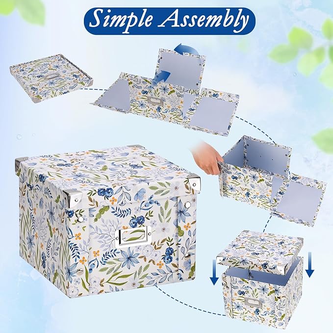 2 Pack Greeting Card Storage Box Collapsible Card Organizer with 16 Dividers and Sticker Greeting Card Keeper for Holiday Birthday Photos Recipes Envelopes Large Cards Crafts Scrapbooking