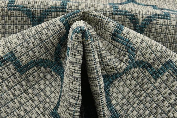 Unique Loom Outdoor Trellis Collection Area Rug (2' x 6' 1" Runner, Gray/ Ivory)